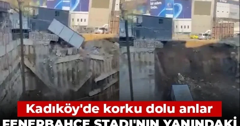 Kadıköy de korku dolu anlar: Fenerbahçe Stadı nın yanındaki inşaatın duvarı çöktü