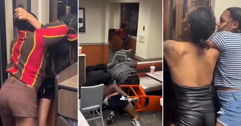 Kadınlar arasındaki kavga hamburgerciyi savaş alanına çevirdi