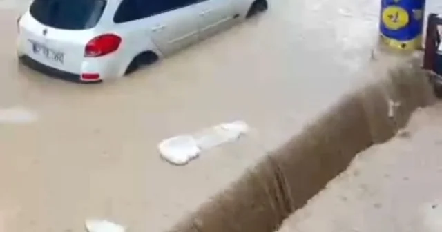 Sağanakta göle dönen sokakta yüzdü (2) Mardin Haberleri