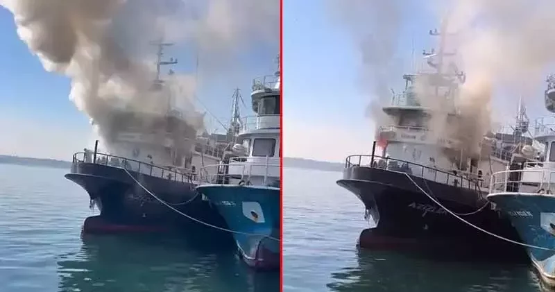 Sarıyer de teknede yangın