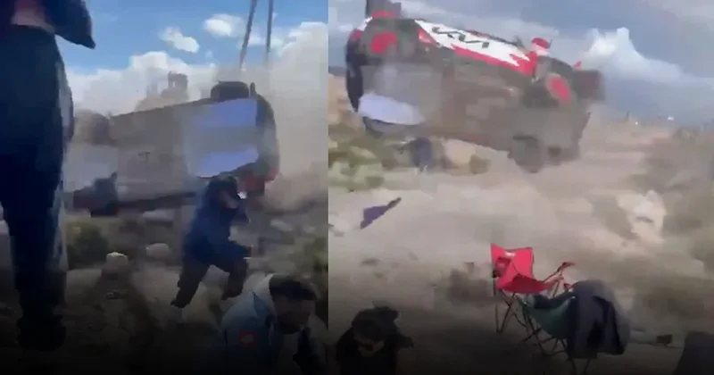 Rallide facia! Araba seyircilerin üzerine uçtu Sözcü Gazetesi