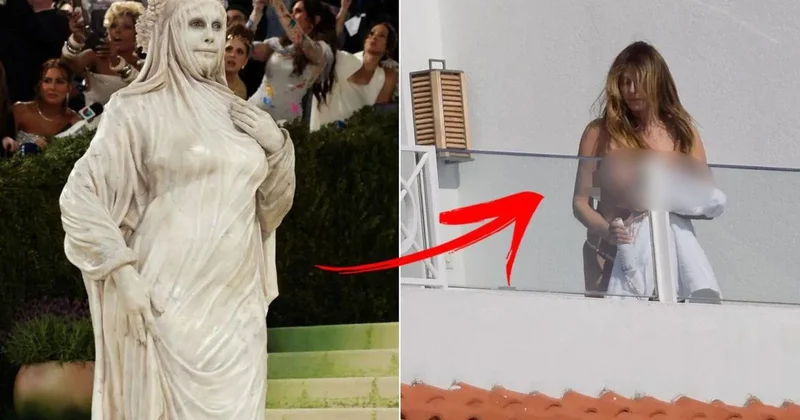 Galada öyle, balkonda böyle! Ünlü model fena yakalandı
