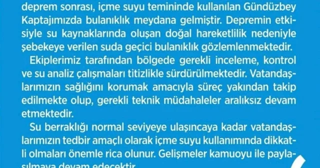 Malatya da deprem sonrası içme suyunda bulanıklık oldu Malatya Haberleri