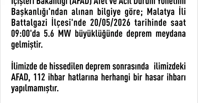 Elazığ Valiliği nden deprem açıklaması: Herhangi bir hasar ihbarı yok Elazığ Haberleri