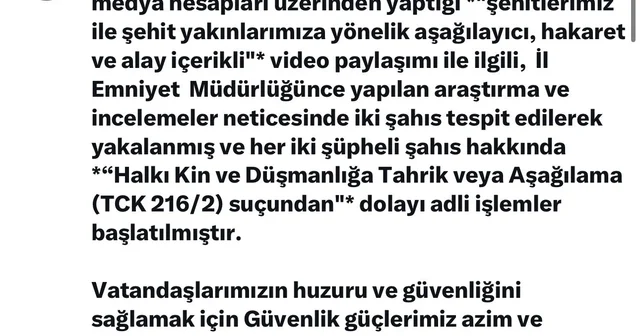 Elazığ da şehitlere hakaret içerikli paylaşım yapan iki kadına adli işlem Elazığ Haberleri Habertürk Yerel Haberler