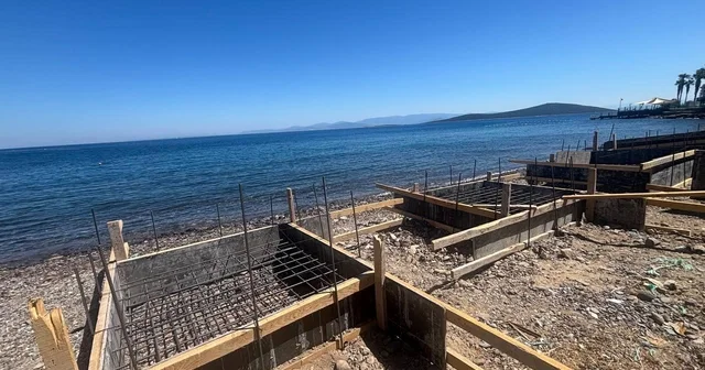 Sahile izinsiz beton döktüğü belirlenen firmaya 150 bin lira idari para cezası Muğla Haberleri Habertürk Yerel Haberler