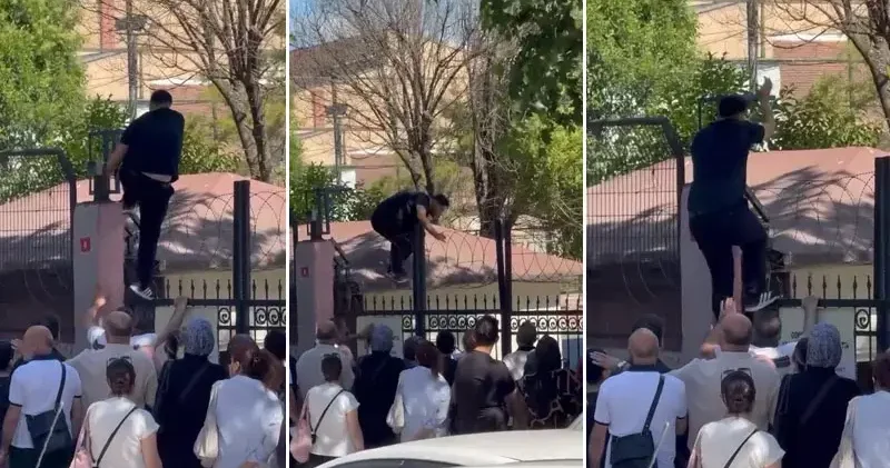 Avcılar’da sınava geç kalan öğrenci, demir parmaklıklara tırmandı