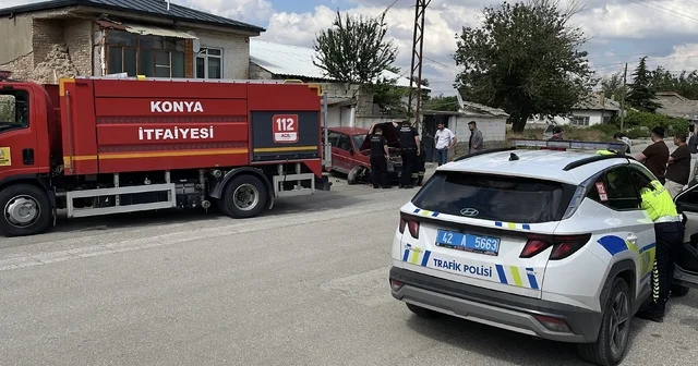 Uygulama noktasında geri geri kaçmaya çalışırken duvara çarptı Konya Haberleri Habertürk Yerel Haberler