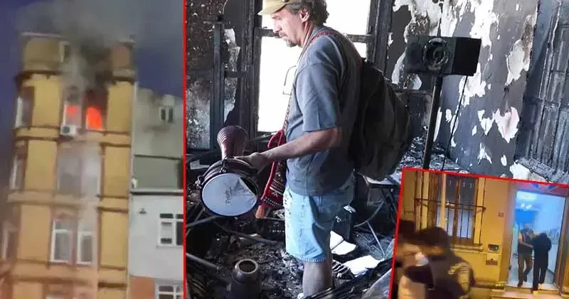 Kasımpaşa da havai fişeğin daireyi yaktığı anlar kamerada; 4 gözaltı