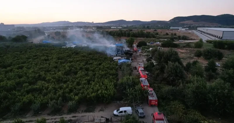 Bursa da çiftlik alev alev yandı: Olay yeri dron ile görüntülendi