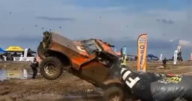 Off road aracının takla atıp bitiş balonunu devirdiği anlar kamerada Trabzon Haberleri