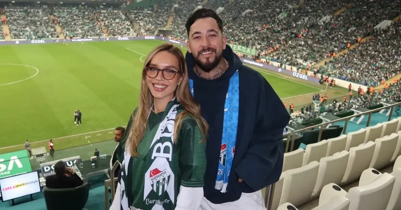 DJ Mahmut Orhan ve sevgilisi Bursaspor tribününde! İlk kez stadyuma giden güzel modelden şaşırtan paylaşım