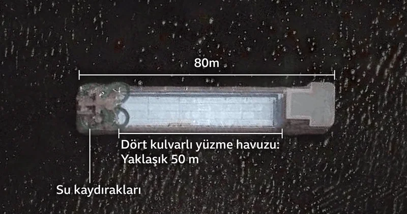 Wonsan açıklarında 80 metrelik yat, güvertesindeki 50 metrelik havuzla görüntülendi