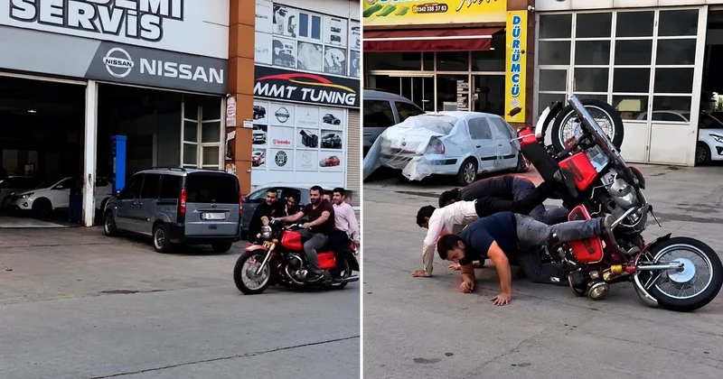 Gaziantep te 5 kişinin bindiği motosiklet böyle devrildi