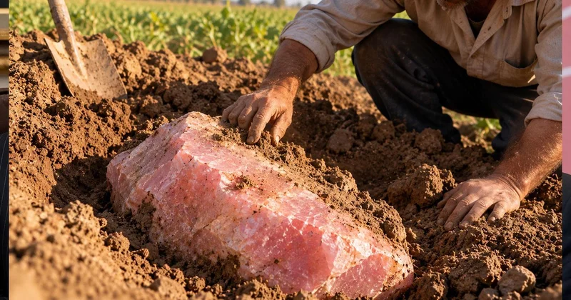 Tarlasında bulduğu pembe taşın altından 3 bin yıllık tarih çıktı