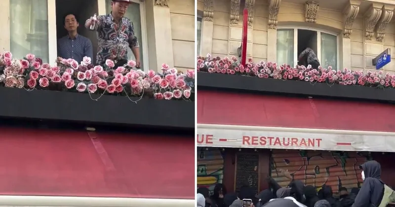 Paris te restoran sahibinin göstericilere biber gazlı müdahalesi ters tepti: Taş yağmuruna tuttular