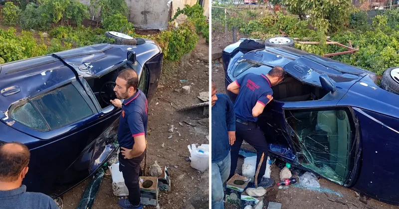 Siirt te otomobil evin bahçesine düştü! 4 kişi yaralandı