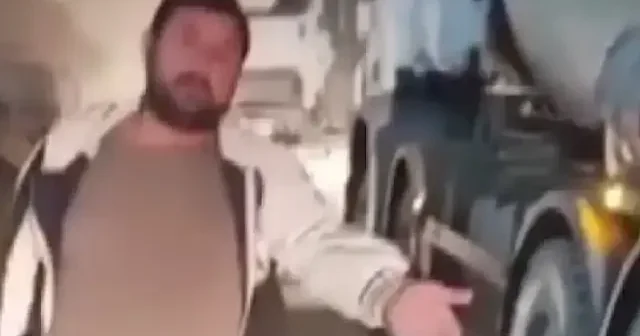 Yola beton döken mikser sürücüsünün cevabı pes dedirtti: Benim firmam zengin VİDEO İZLE