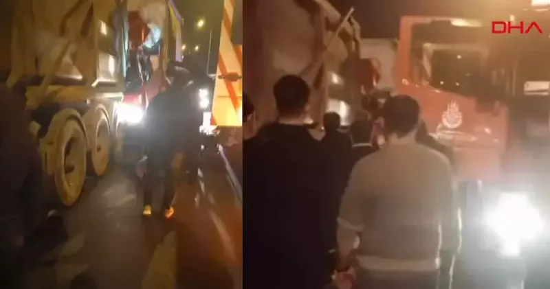 Silivri TEM Otoyolu nda zincirleme kaza; yaralı şoförü itfaiye kurtardı