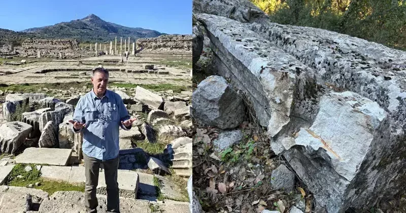 Büyük İskender in fethedemediği antik kentte, 2 bin yıllık aslan başlı çörten kırıldı