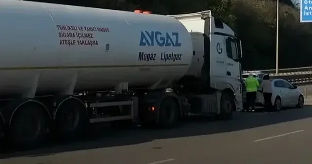 Samsun da LPG yüklü tanker otomobile çarptı facianın eşiğinden dönüldü VİDEO İZLE