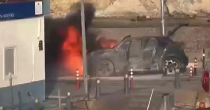 Şile Limanı nda bir araç alevlere teslim oldu