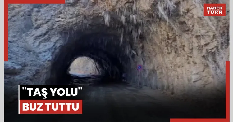 Kemaliye’de dünyanın en zorlu yolları arasında gösterilen Taş Yolu buz tuttu