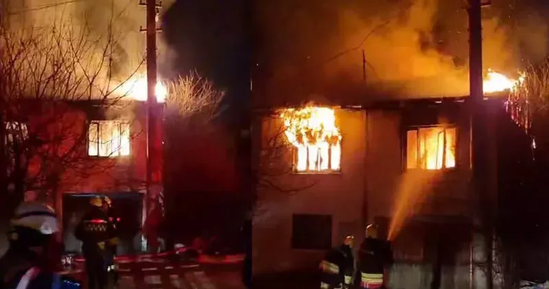 2 katlı ev alev alev yandı