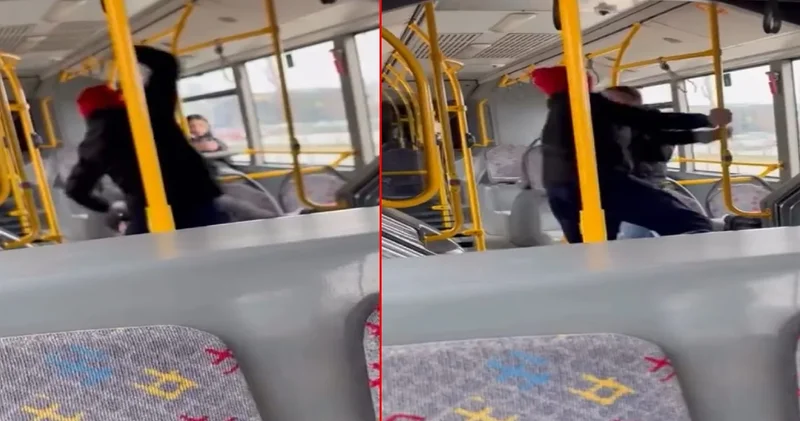 Boş otobüste koltuk kavgası! Komutanımı çağırın diyerek saldırdı