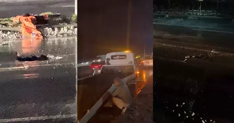 Esenler’de su dolu çukura giren 30 aracın lastiği patladı