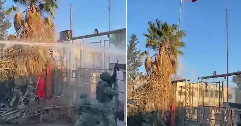 Hain saldırı sonrası şanlı Türk bayrağının tekrar göndere çekildiği anlar