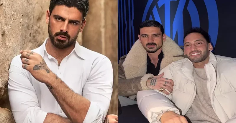 Spor ve sinema yan yana! Hakan Çalhanoğlu ve Michele Morrone dan İtalya da Samimi Poz