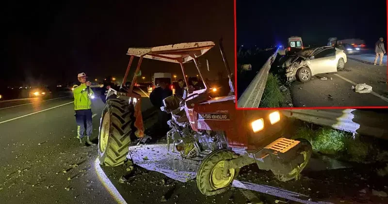 Adana’da otomobilin çarptığı traktör ikiye ayrıldı: 1 i ağır 6 yaralı