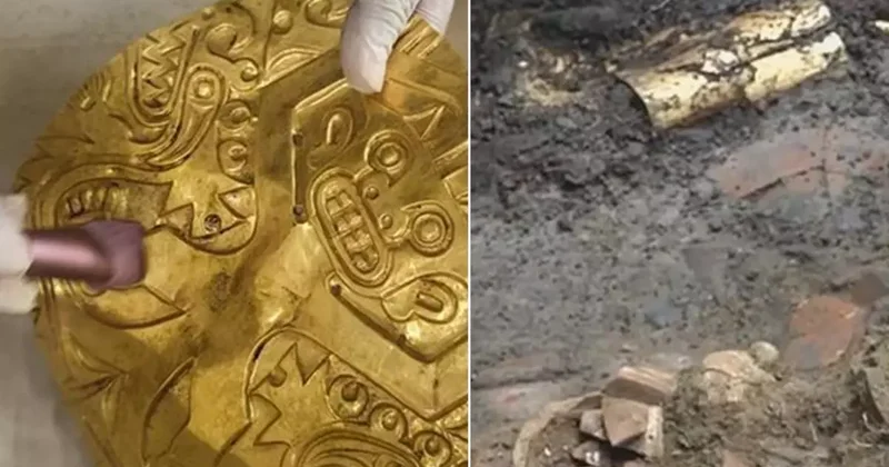 Kazmayı vurdukları mezardan altın fışkırdı