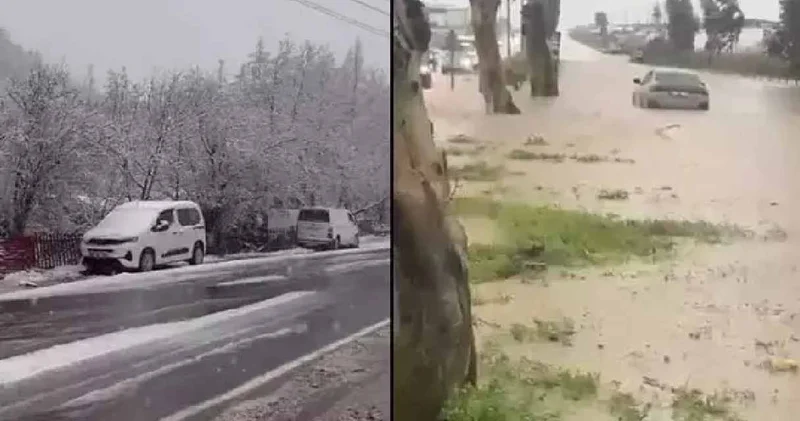Meteoroloji uyarmıştı: Şehrin kuzeyinde kar, güneyinde sağanak var