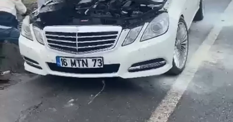 Lüks otomobil küle dönmeden söndürüldü