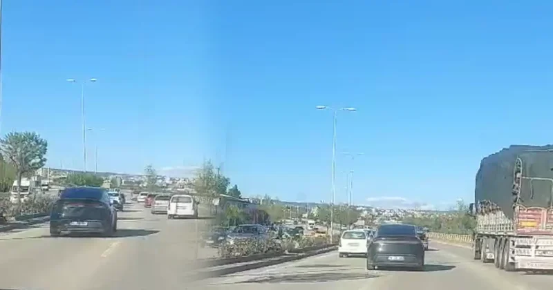 Karabük te trafikte tehlikeli sürüş görüntülendi