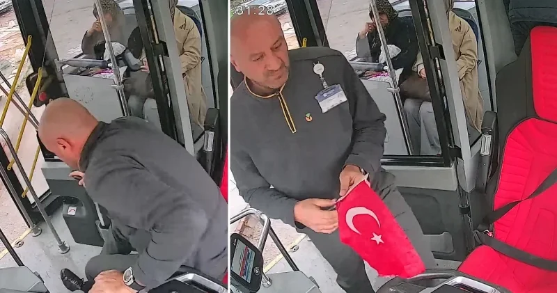 Malatya da otobüs şoförü düşen bayrağı görünce aracı durdurdu Malatya Haberleri