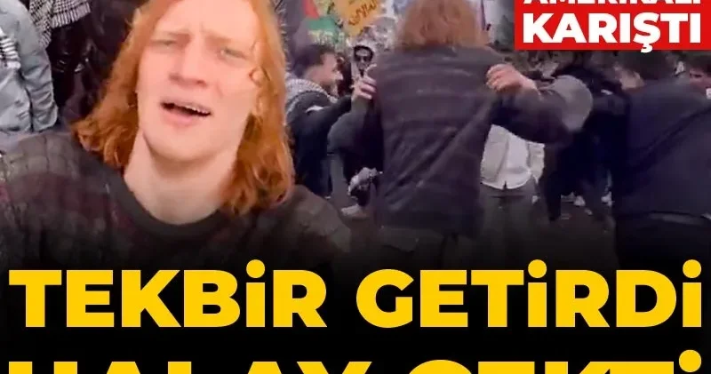 Diyarbakır daki protestoya karışan Amerikalı tekbir getirdi halay çekti