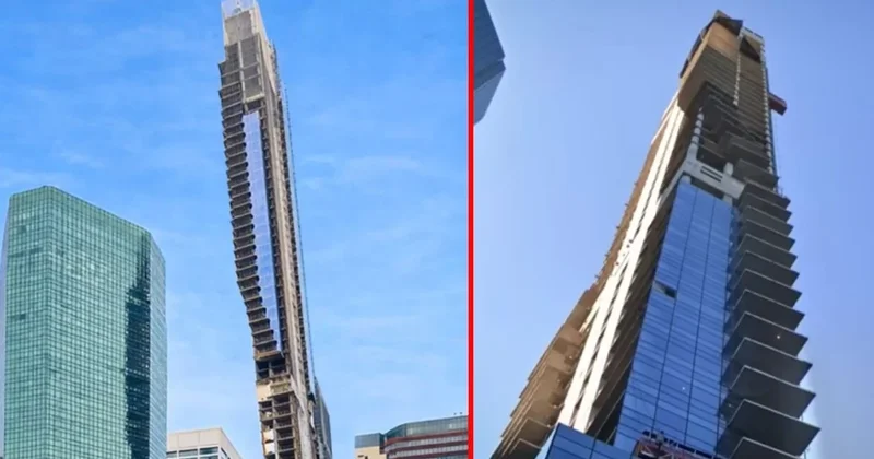 Şehrin ortasında endişe yaratan görüntü: 400 milyon dolarlık gökdelen eğilmeye başladı Sözcü Gazetesi