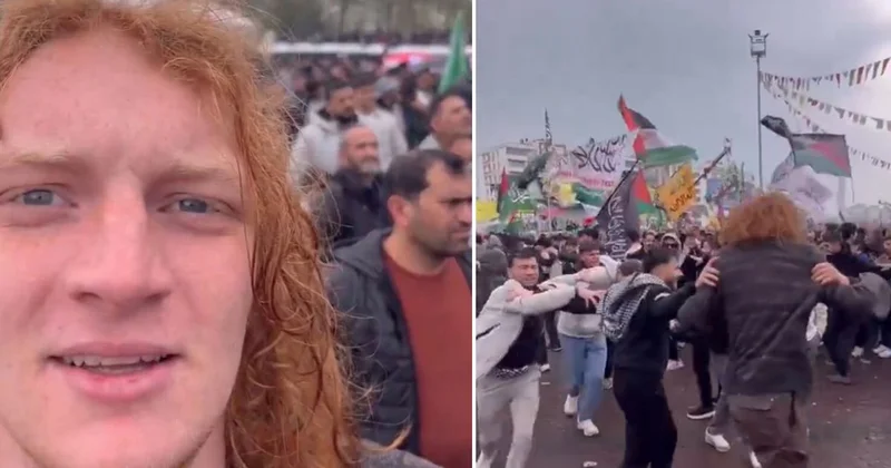 Amerikalı Influencer Diyarbakır da protestonun ortasında kaldı