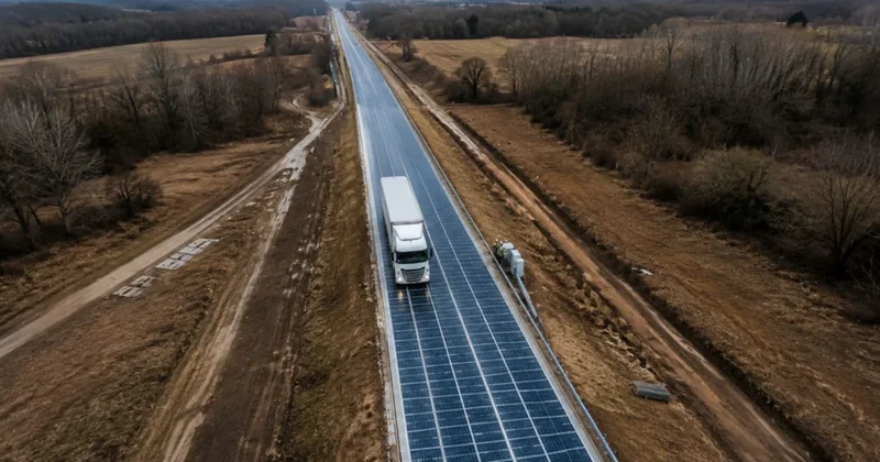 Asfalta 1 kilometre boyunca güneş paneli döşediler Sözcü Gazetesi