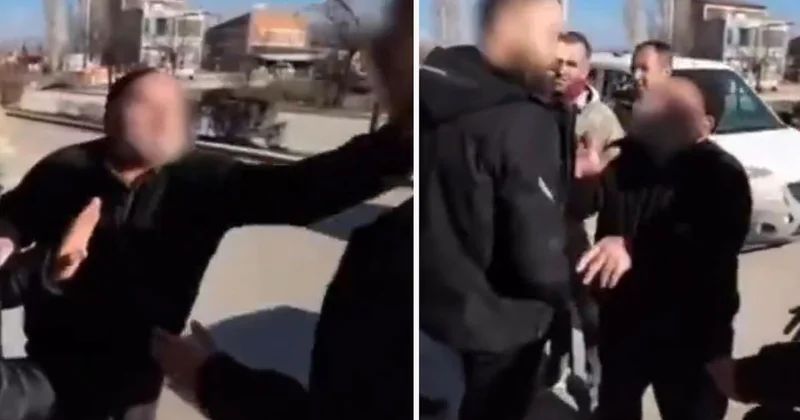Yaşlı adam, kaza yapan gençleri tokatladı