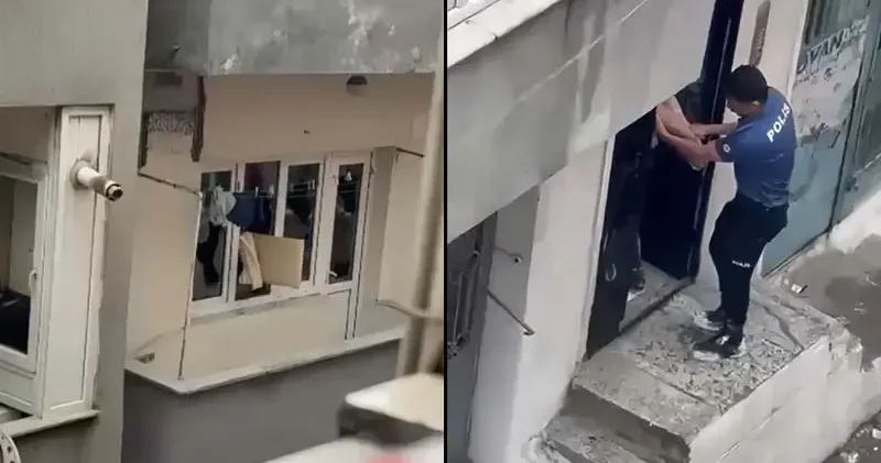 Kağıthane’de sinir krizi geçirdi evin camlarını kırıp eşyaları sokağa attı