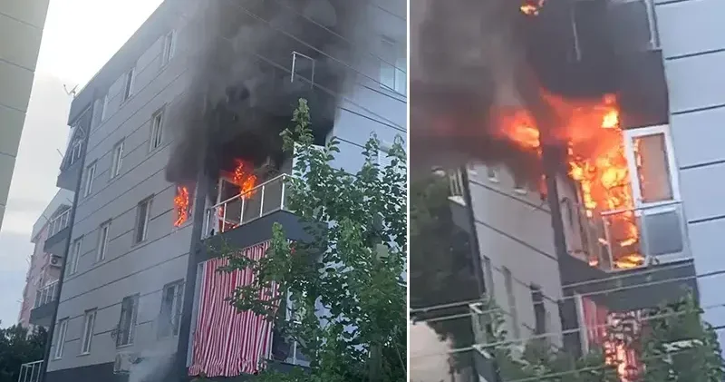 4 katlı binada yangın; mahsur kalan 2 kişi itfaiye ekipleri tarafından kurtarıldı
