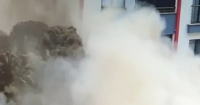 İstinat duvarının çökme anı kamerada VİDEO İZLE