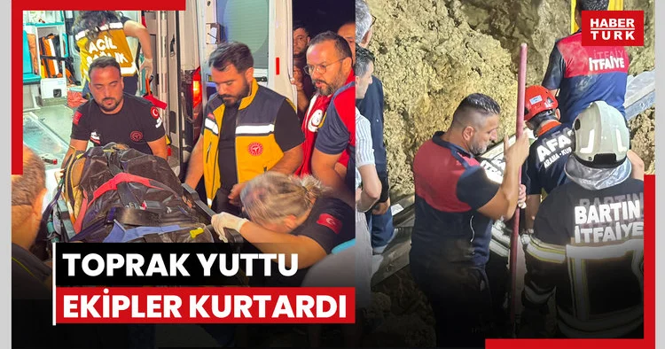 Toprak yuttu ekipler kurtardı
