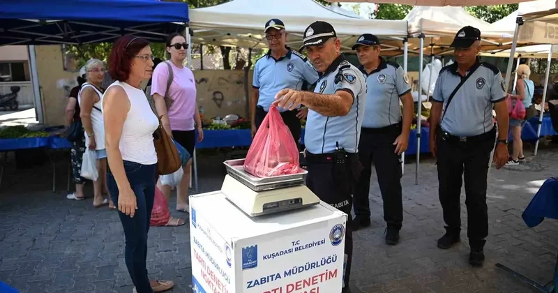 Kuşadası zabıtasından pazar denetimi