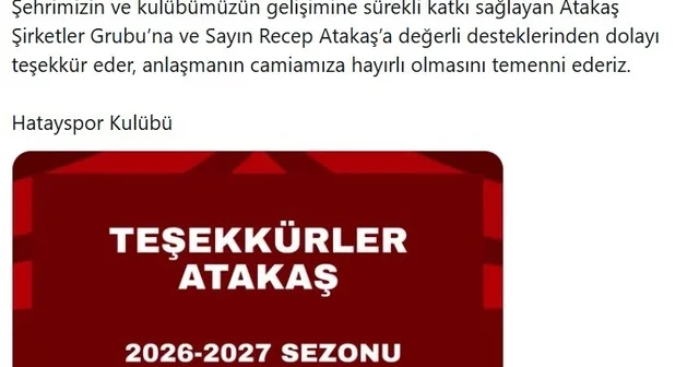 Atakaş Şirketler Grubu, Hatayspor a sırt sponsoru oldu Hatay Haberleri Habertürk Yerel Haberler