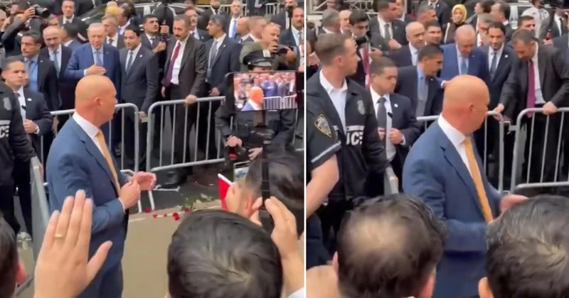 Erdoğan New York ta bariyerleri kaldırttı, vatandaşlarla sohbet etti